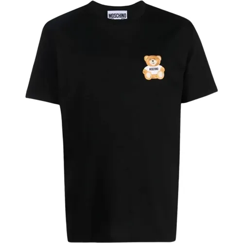 Teddy Bear Logo Embroidered T-Shirt , male, Sizes: M - Moschino - Modalova