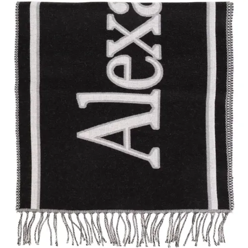 Fringe Logo Print Wraparound Scarf , male, Sizes: ONE SIZE - alexander mcqueen - Modalova