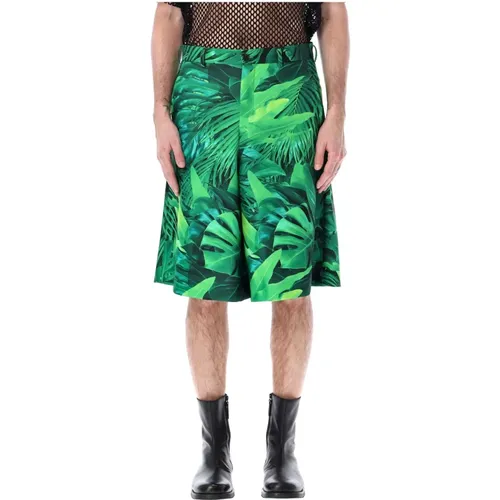 Leaf Print Bermuda Shorts , male, Sizes: L - Comme des Garçons - Modalova