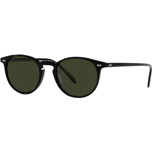 Riley SUN Sonnenbrille Schwarz/Grün , unisex, Größe: 49 MM - Oliver Peoples - Modalova