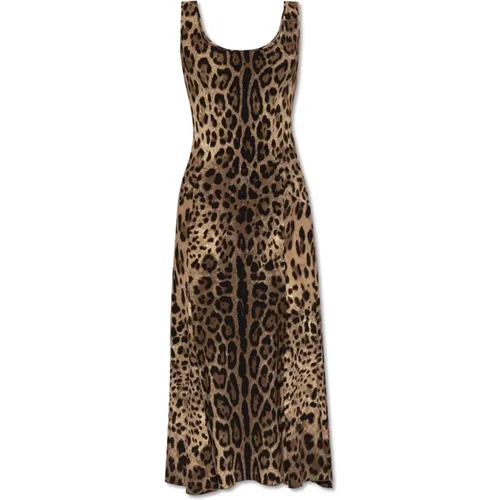 Dress with animal motif , female, Sizes: M - Dolce & Gabbana - Modalova