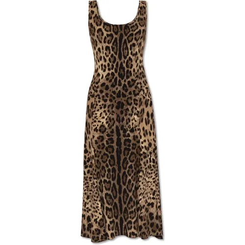 Dress with animal motif , female, Sizes: S - Dolce & Gabbana - Modalova