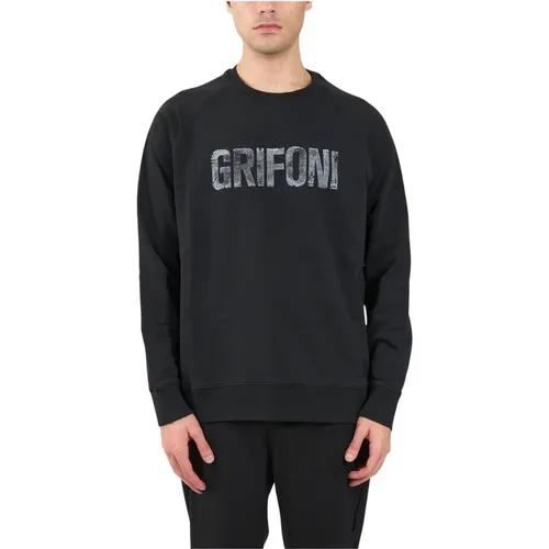 Cotton Sweatshirt with Printed Logo , male, Sizes: XL, 2XL, L, M - Mauro Grifoni - Modalova