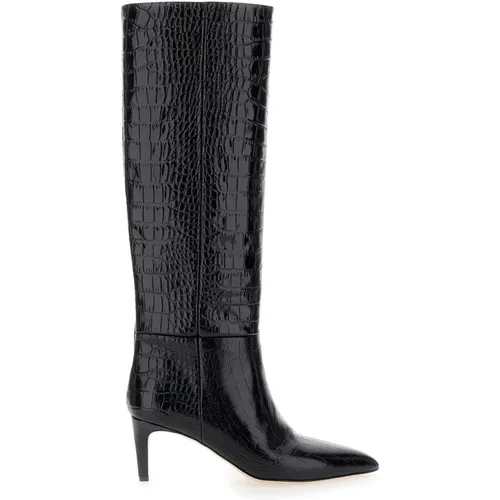 Schwarze Kroko-geprägte Stiletto-Stiefel , Damen, Größe: 37 EU - Paris Texas - Modalova