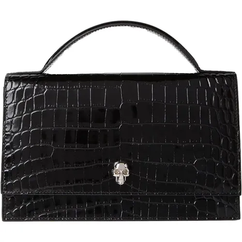 Croc-Embossed Skull Bag , female, Sizes: ONE SIZE - alexander mcqueen - Modalova