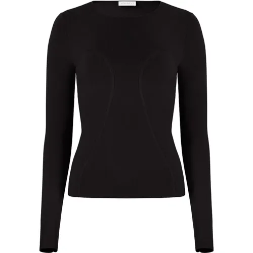 Schwarzes figurbetontes Langarm-Top , Damen, Größe: L - Nina Ricci - Modalova