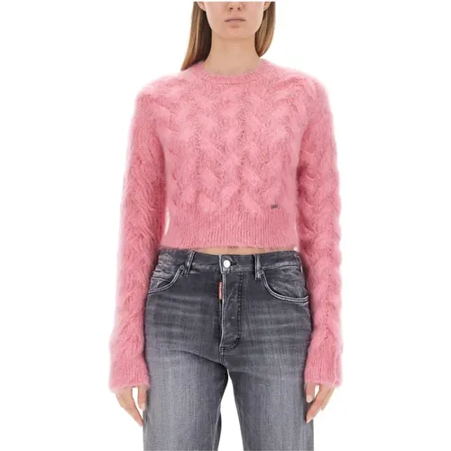 Mohair Cropped Shirt Made in Italy , female, Sizes: M, S - Dsquared2 - Modalova