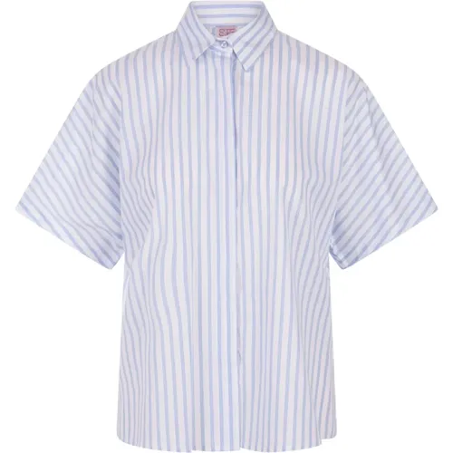 Blue Striped Short-Sleeved Shirt , female, Sizes: 2XS, XS, S - Stella Jean - Modalova