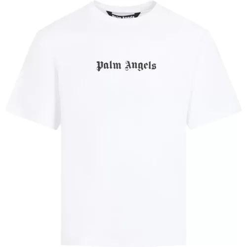 Logo Slim T-shirt in Weiß/Schwarz , Herren, Größe: L - Palm Angels - Modalova