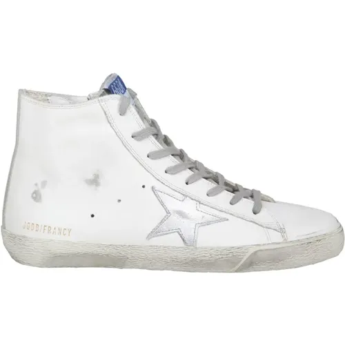 Silver Leather Sneakers with Star Detailing , male, Sizes: 4 UK, 2 UK, 6 UK, 3 UK - Golden Goose - Modalova