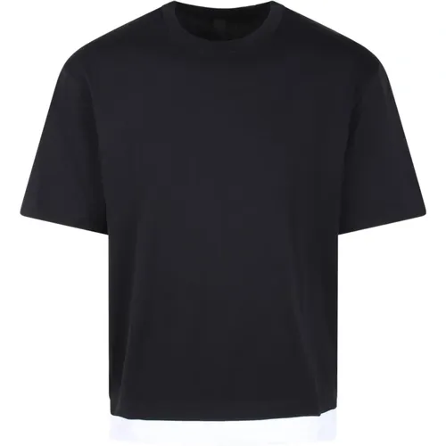 Bicolor Slim Fit Crew Neck T-Shirt , Herren, Größe: L - Neil Barrett - Modalova