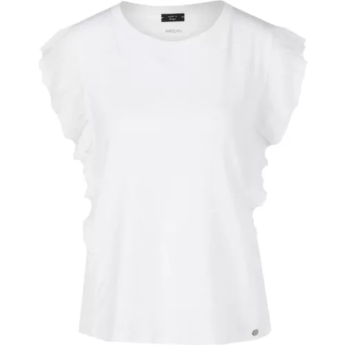 T-Shirt with Ruffle Sleeves , female, Sizes: M, L, S - Marc Cain - Modalova