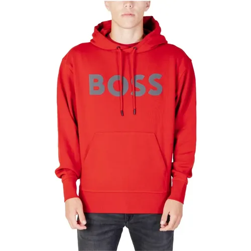 Roter Kapuzenpullover Herbst/Winter Herren , Herren, Größe: L - Boss - Modalova