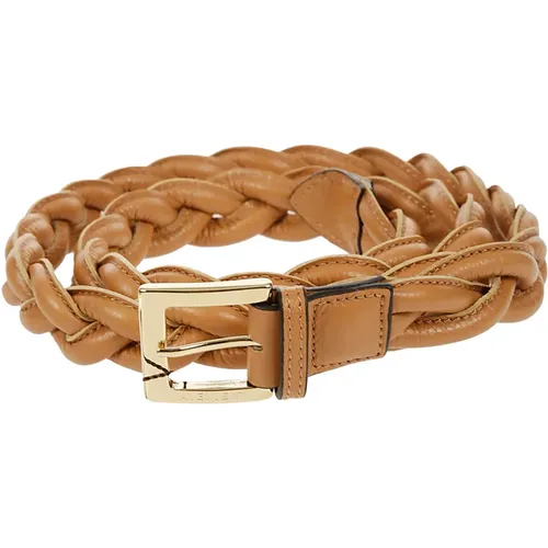 Woven Leather Belt with Golden Closure , female, Sizes: ONE SIZE - Avenue 67 - Modalova