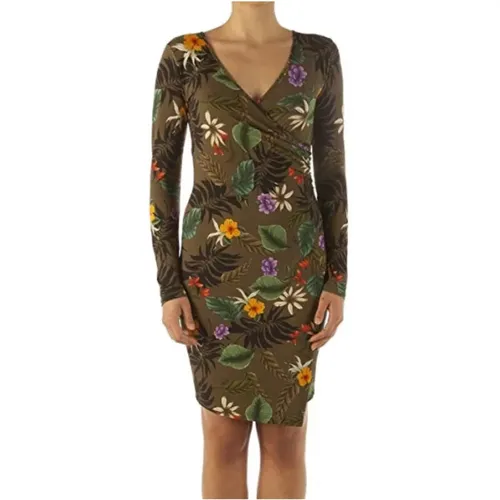 Floral Cross-Neck Dress Made in Italy , female, Sizes: S - Liu Jo - Modalova