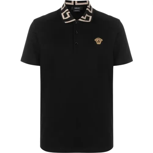 Medusa Head Polo Schwarz Baumwolle , Herren, Größe: L - Versace - Modalova