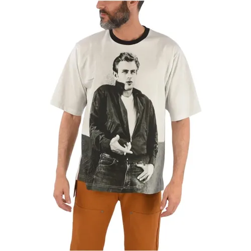 James Dean Print Baumwoll T-shirt , Herren, Größe: XS - Dolce & Gabbana - Modalova
