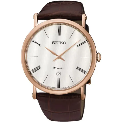 Braune Lederuhr Premier Seiko - Seiko - Modalova