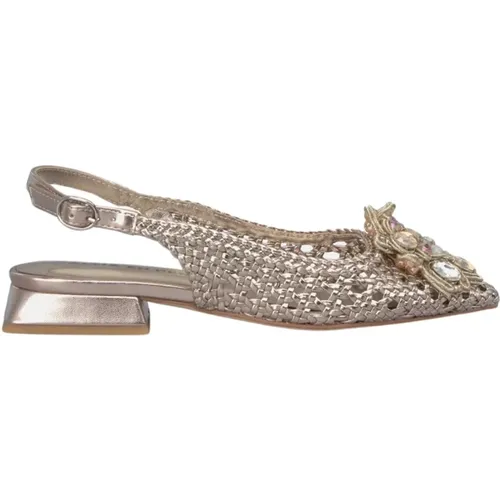 Rhinestone Raffia flache Schuhe , Damen, Größe: 38 EU - Alma en Pena - Modalova