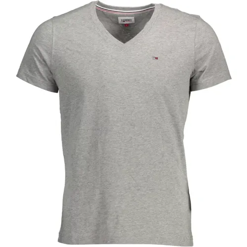 Kurzarm T-Shirt Grau Herren , Herren, Größe: M - Tommy Hilfiger - Modalova