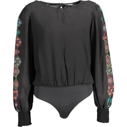 Langarm-Body mit weitem Ausschnitt , Damen, Größe: XL - Desigual - Modalova