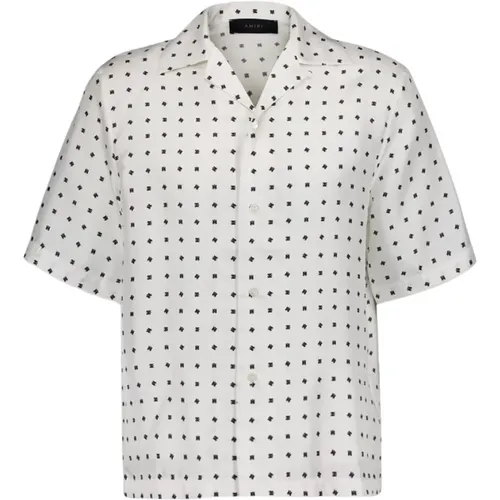 Silk Monogram Short Sleeve Shirt , male, Sizes: L - Amiri - Modalova