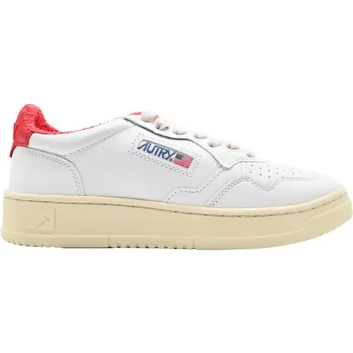Low Goat Sneakers - White/Red , male, Sizes: 7 UK - Autry - Modalova