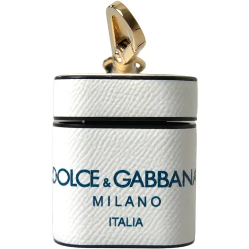 Weiß Blaues Leder Logo Print Airpods Hülle - Dolce & Gabbana - Modalova