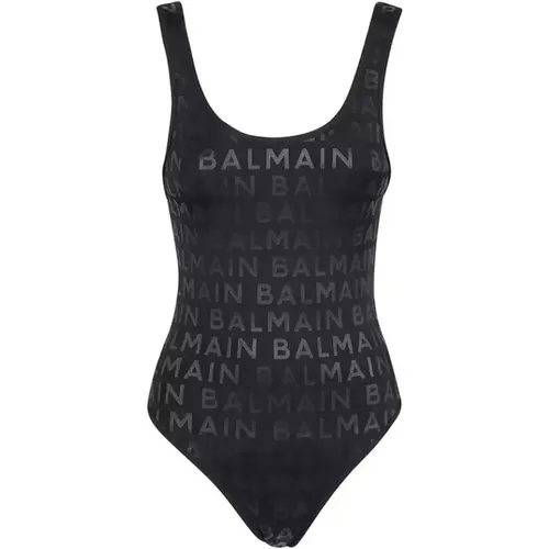 Damen Einteiliger Badeanzug mit Tiefem Rückenausschnitt , Damen, Größe: 2XS - Balmain - Modalova