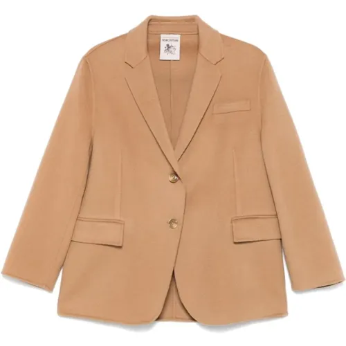 Camel Brown Wool Blazer , female, Sizes: 2XS, S, XS - Semicouture - Modalova