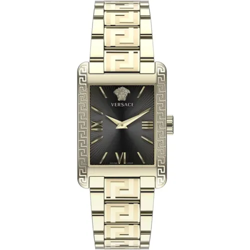 Gold Stainless Steel Tonneau Watch , female, Sizes: ONE SIZE - Versace - Modalova