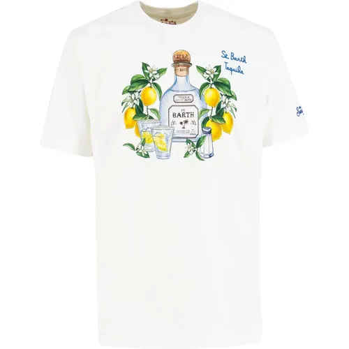 Cotton T-shirt with front print , male, Sizes: 2XL, XL, L - MC2 Saint Barth - Modalova