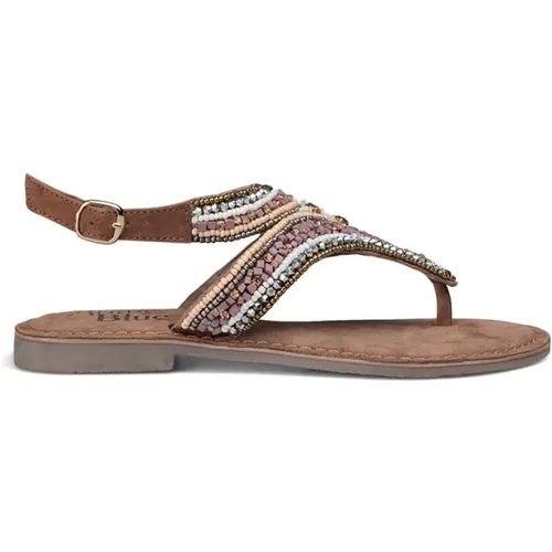 Perlen Flache Sandale Bequem Multicolor , Damen, Größe: 36 EU - Alma en Pena - Modalova