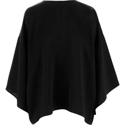 Satin Crew Neck Bluse Schwarz , Damen, Größe: S - By Malene Birger - Modalova