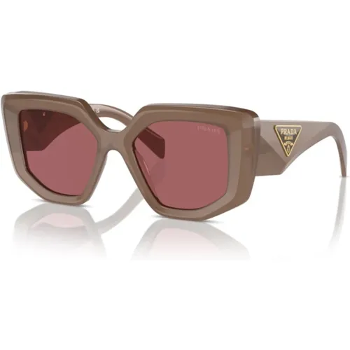 Ikonoische Oversized Sonnenbrille mit Metallplakette - Prada - Modalova