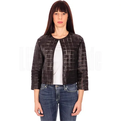 Suede Jacket with Square Design , female, Sizes: S, XL, M - Suprema - Modalova