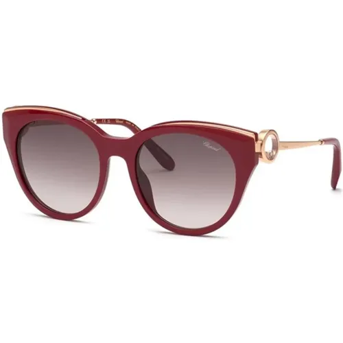 Shiny Bordeaux Brown Gradient Violet Sunglasses , female, Sizes: 55 MM - Chopard - Modalova