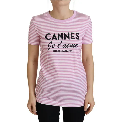Weiß Rosa Cannes Exklusives T-Shirt - Dolce & Gabbana - Modalova