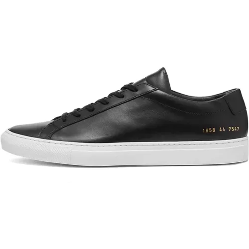 Schwarzes Leder Achilles Low mit goldenen Details , Herren, Größe: 40 EU - Common Projects - Modalova