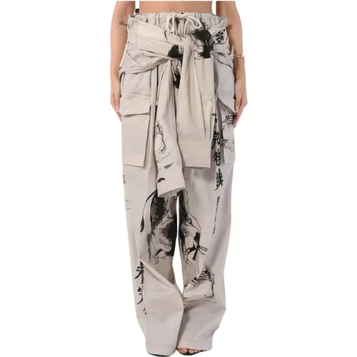 Cargo pants with printed cotton , female, Sizes: S - ACT N°1 - Modalova