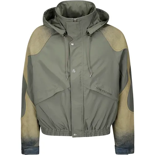 Water-Repellent Hooded Jacket with Denim Panels , male, Sizes: L - Acne Studios - Modalova