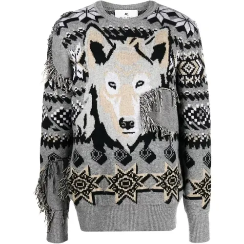 Animal Print Wool Sweater , male, Sizes: M, S - ETRO - Modalova