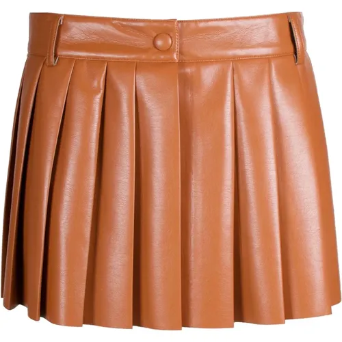 Low-waisted pleated faux leather miniskirt , female, Sizes: XS - Jucca - Modalova