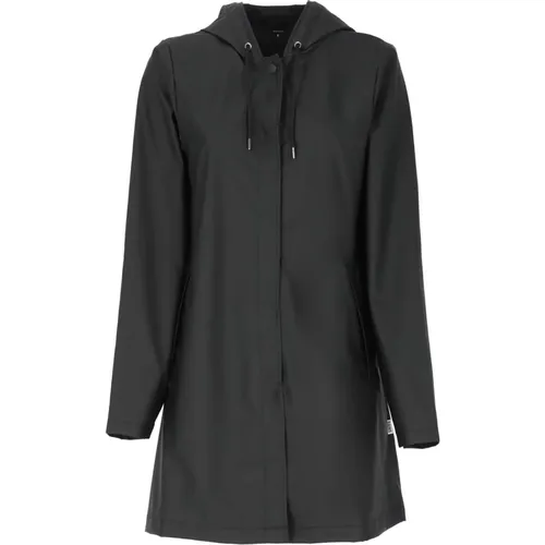 Schwarze Wasserdichte Jacke mit Kapuze , Damen, Größe: L - Rains - Modalova