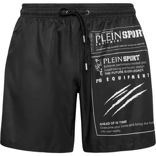 Schwarze Badehose mit Logoaufdruck - Plein Sport - Modalova