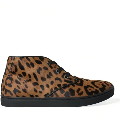 Leopard Print Leather Sneakers , male, Sizes: 7 1/2 UK, 6 1/2 UK, 7 UK, 8 1/2 UK, 8 UK, 9 UK, 9 1/3 UK - Dolce & Gabbana - Modalova