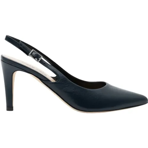 Marineblaue Leder Slingback Pumps , Damen, Größe: 37 1/2 EU - PARALLELE - Modalova