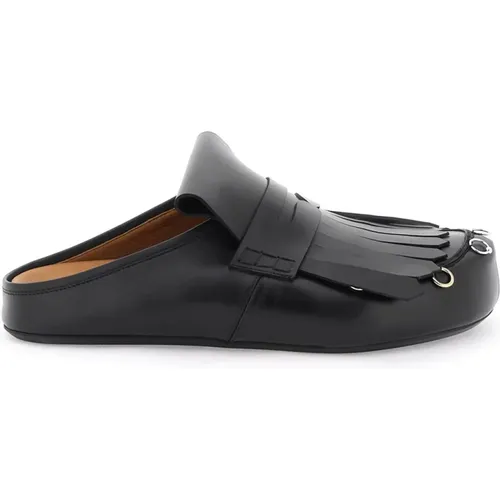 Leder Clogs mit Fransen und Piercings , Herren, Größe: 40 EU - Marni - Modalova