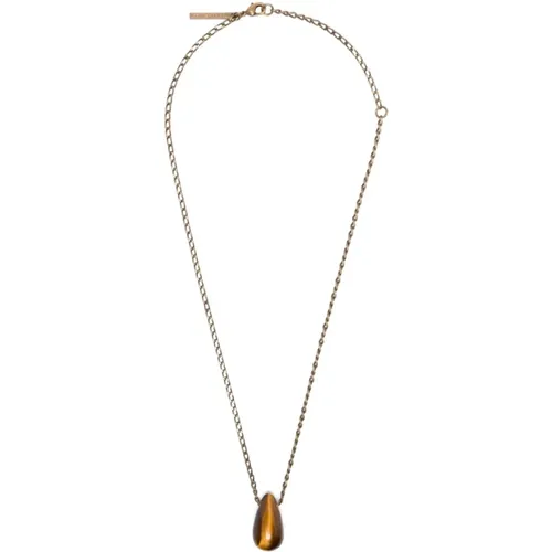 Golden Stone Pendant Necklace , male, Sizes: ONE SIZE - Dries Van Noten - Modalova