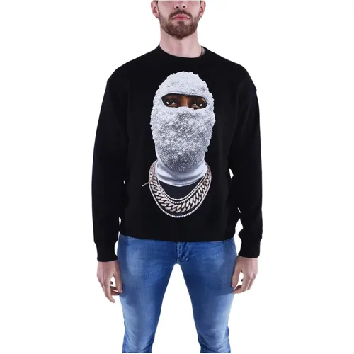 Cotton Hoodie with Mask Logo , male, Sizes: M - IH NOM UH NIT - Modalova
